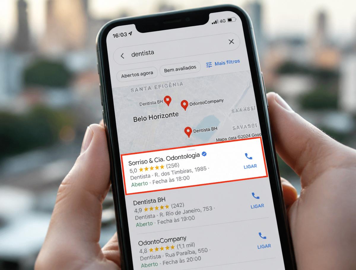 Consultório em primeiro lugar no Google Maps